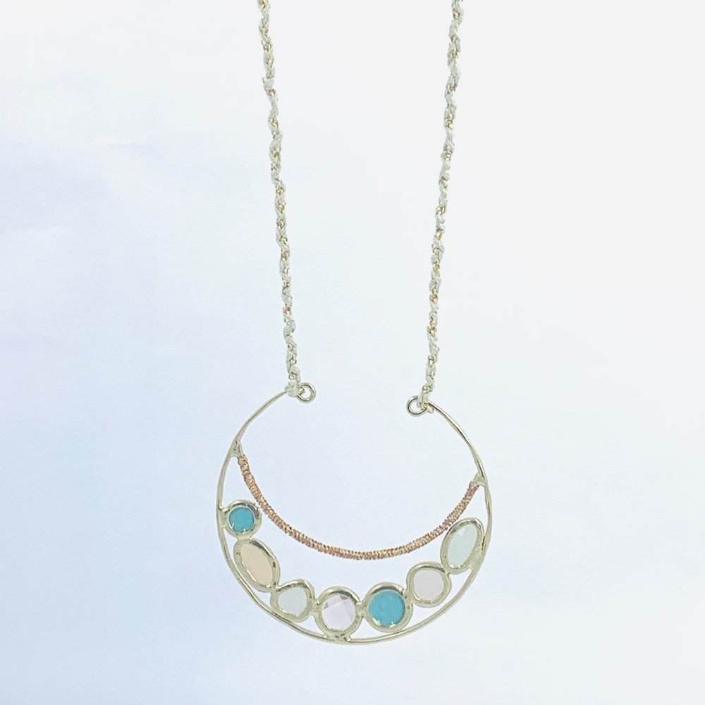 Crescent Moon Necklace w/ Stones